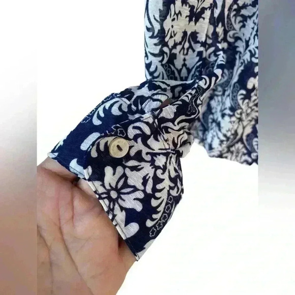 DNA couture women’s blue /white floral print button down front pocket pre-owned - Picture 4 of 7